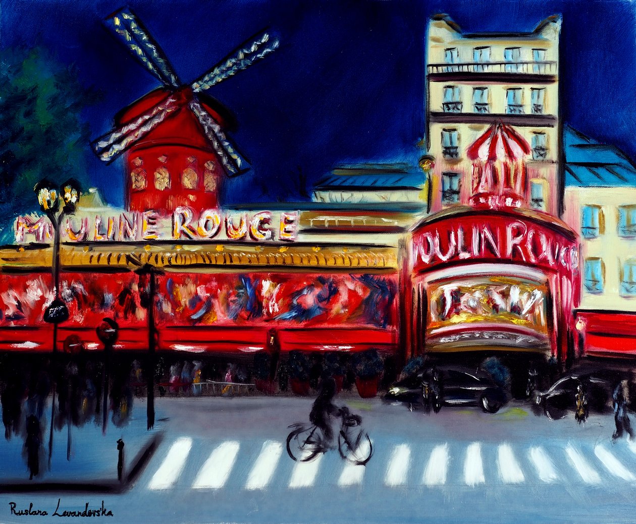 Moulin Rouge Evening Paris, 2024 (olie på lærred) af Ruslana Levandovska
