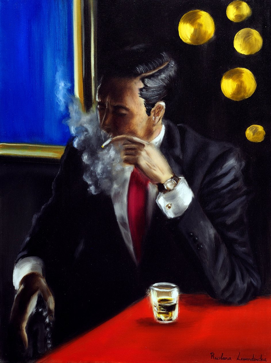 Noir Reflection, 2024 (olie på lærred) af Ruslana Levandovska