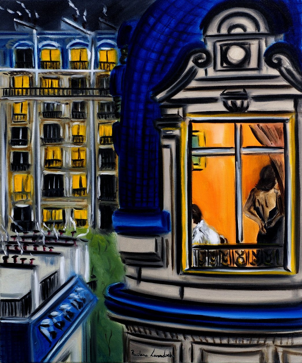 Parisian Nights, 2025 (olie på lærred) af Ruslana Levandovska