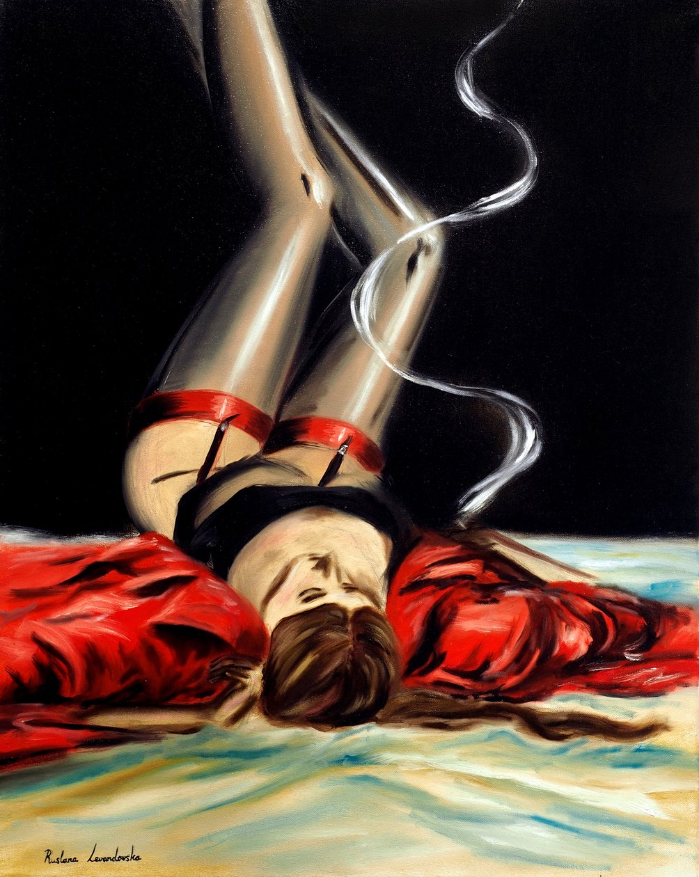 Sultry Scarlet, 2025 (olie på lærred) af Ruslana Levandovska