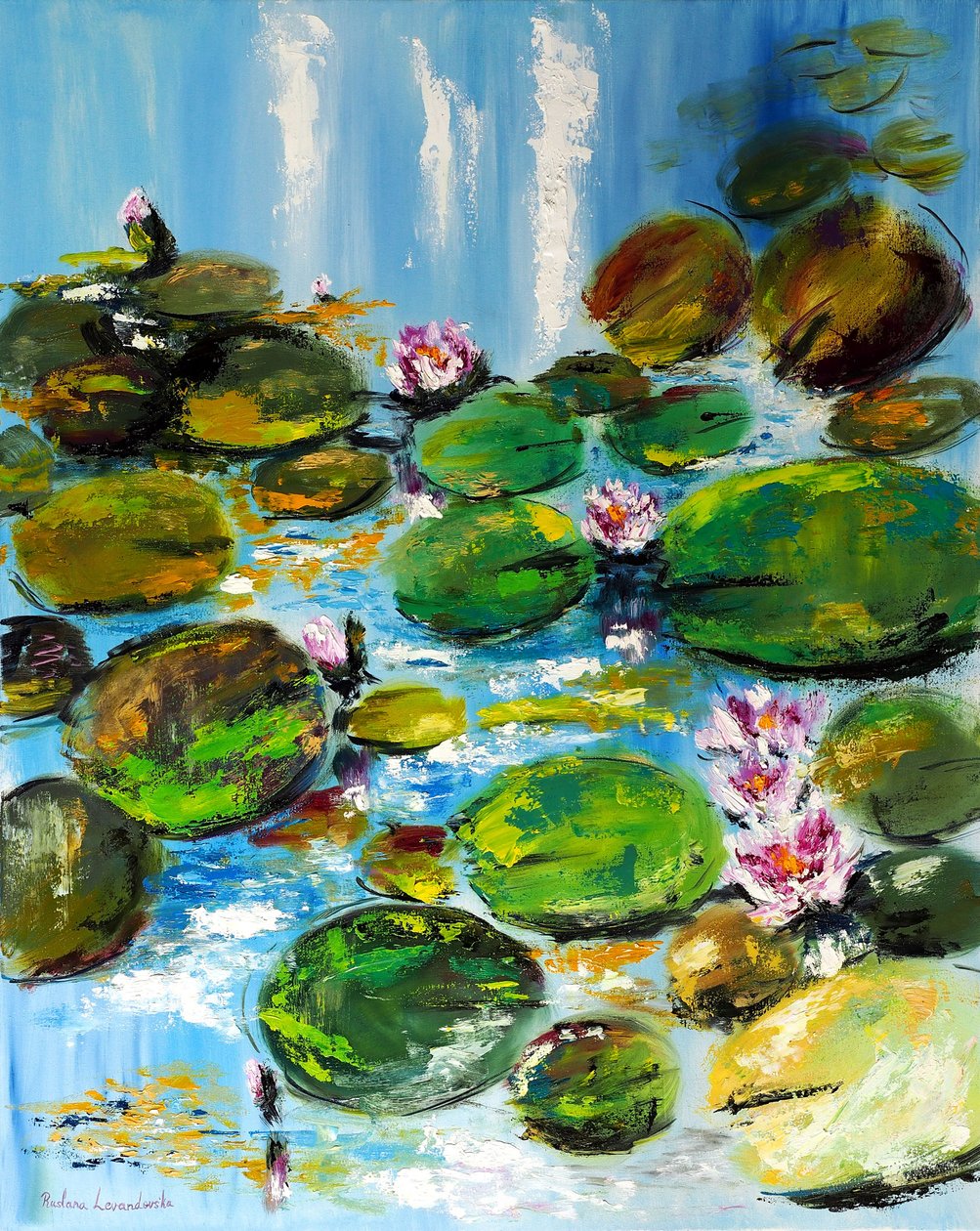 Water Lily Pond, 2021 (olie på lærred) af Ruslana Levandovska