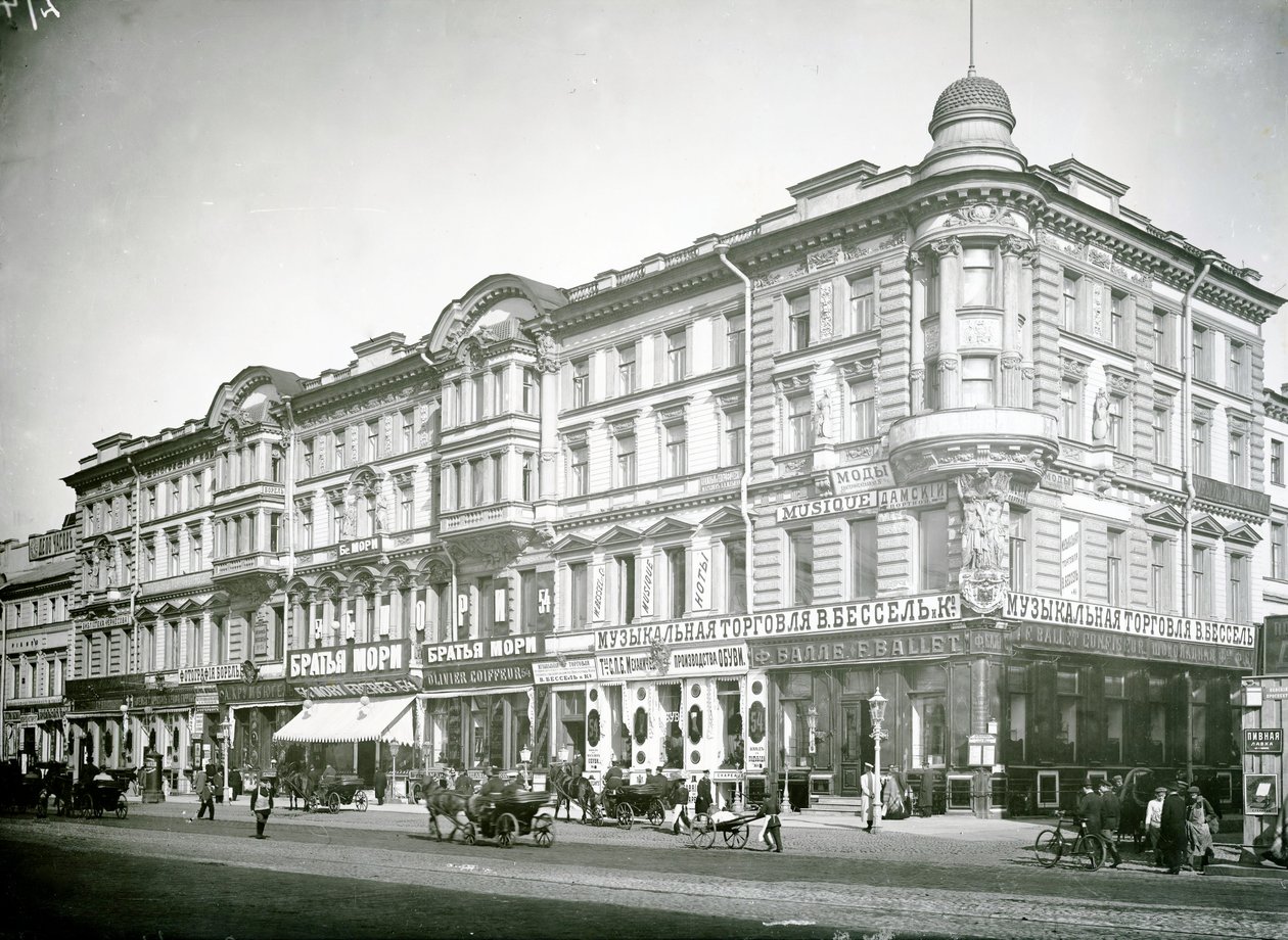 Nr. 54 Nevsky Prospekt, hjørnet af Malaya Sadovaya Street, Skt. Petersborg, begyndelsen af 1900-tallet af Russian Photographer