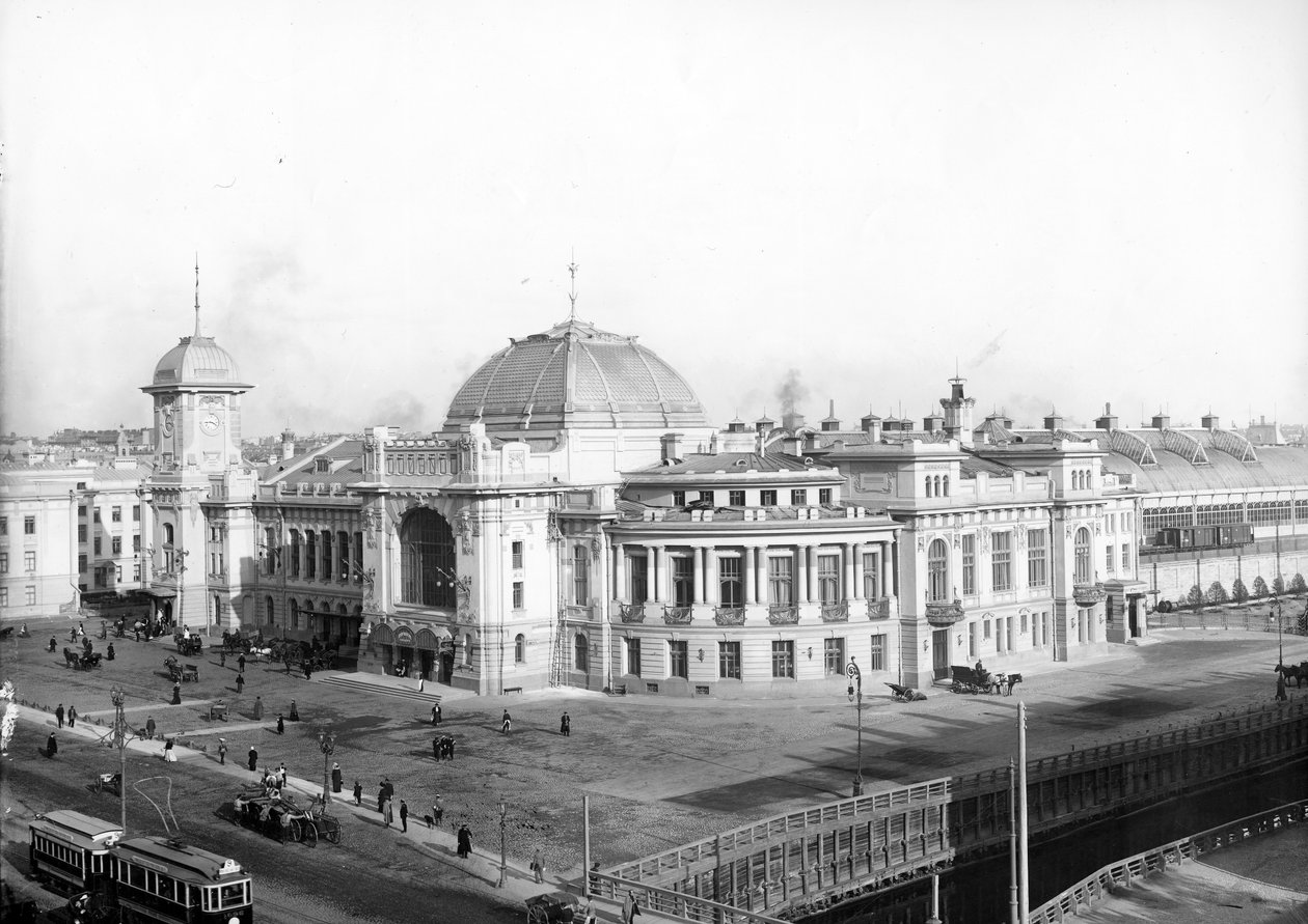 Tsarskoye Selo-banegården, Sankt Petersborg, efter 1904 af Russian Photographer