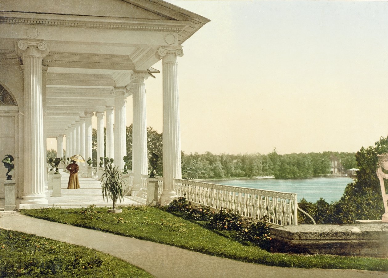 Gammelt postkort af terrassen i Tsarskoye Selo, 1890