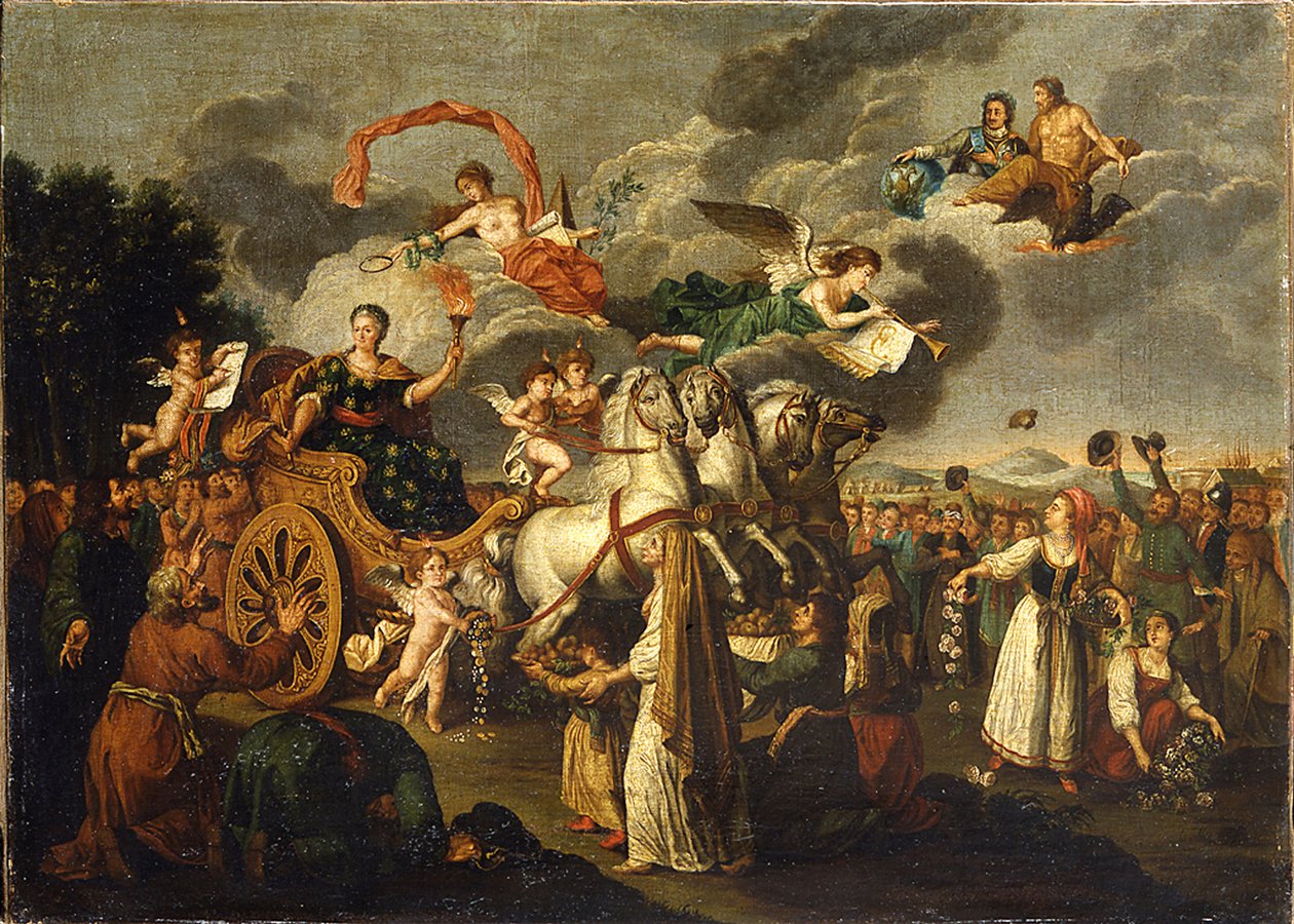 Catherine II på rejse gennem Rusland, 1787 af Russian School