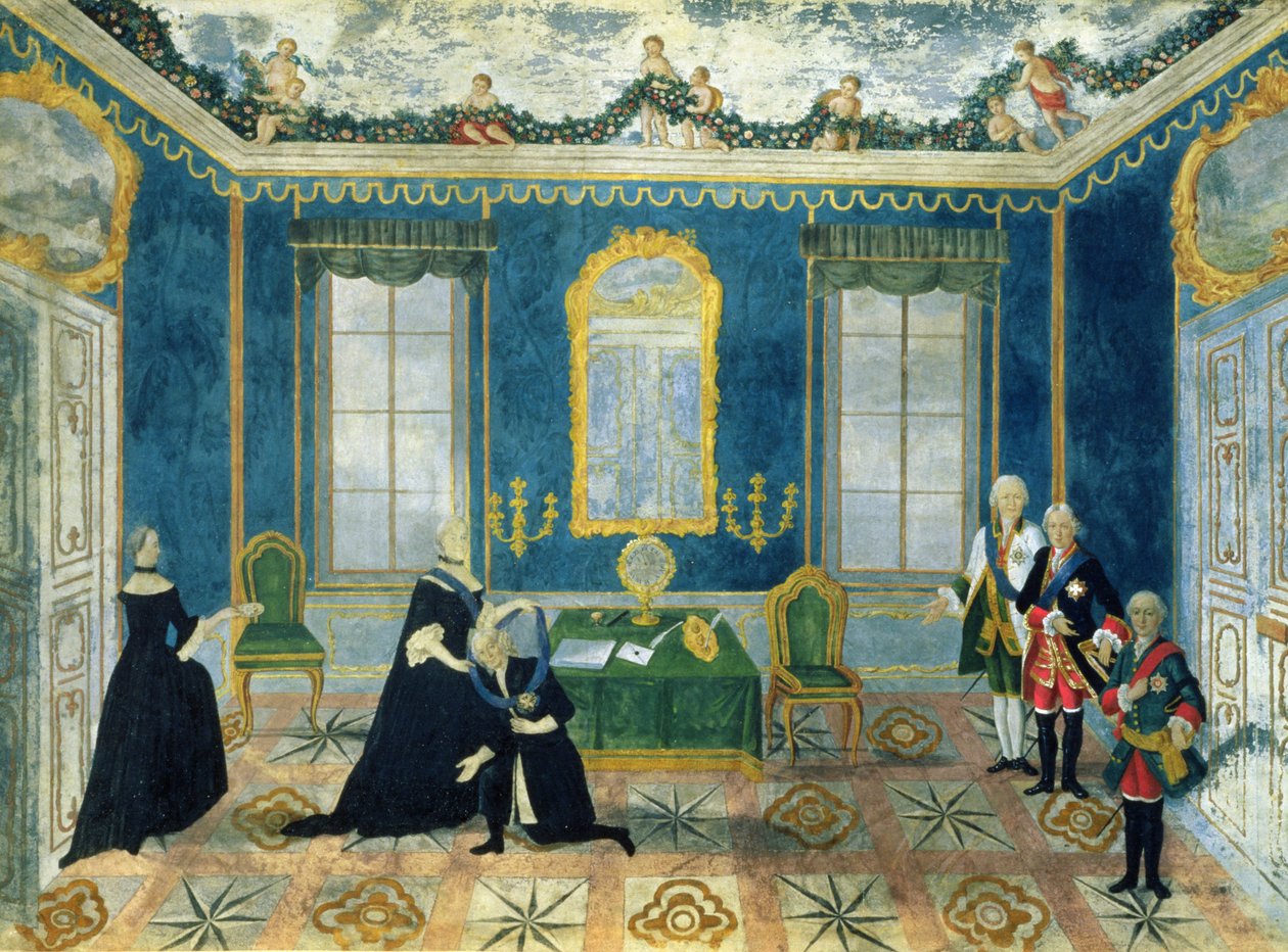 Catherine II minder om kansler Alexey Bestuzhev-Ryumin for retten af Russian School