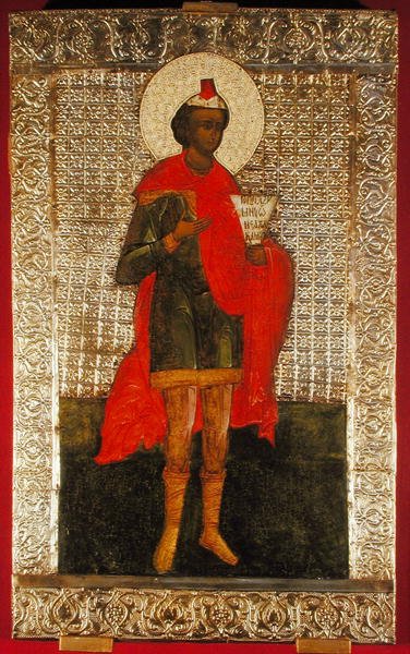 Ikon for profeten Daniel, Moskva-skolen (tempera & sølv forgyldt på panel) af Russian School