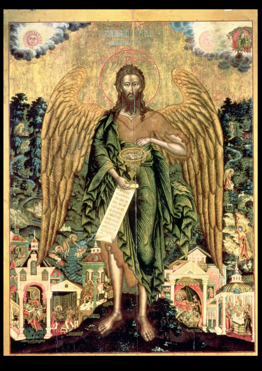 Johannes Døberen, Ørkenens Engel (tempera på panel) af Russian School