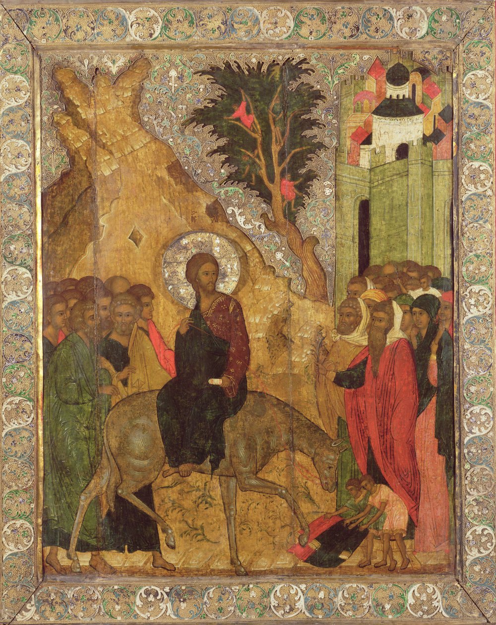 Indtoget i Jerusalem, Moskva-skolen (tempera på panel) af Russian School