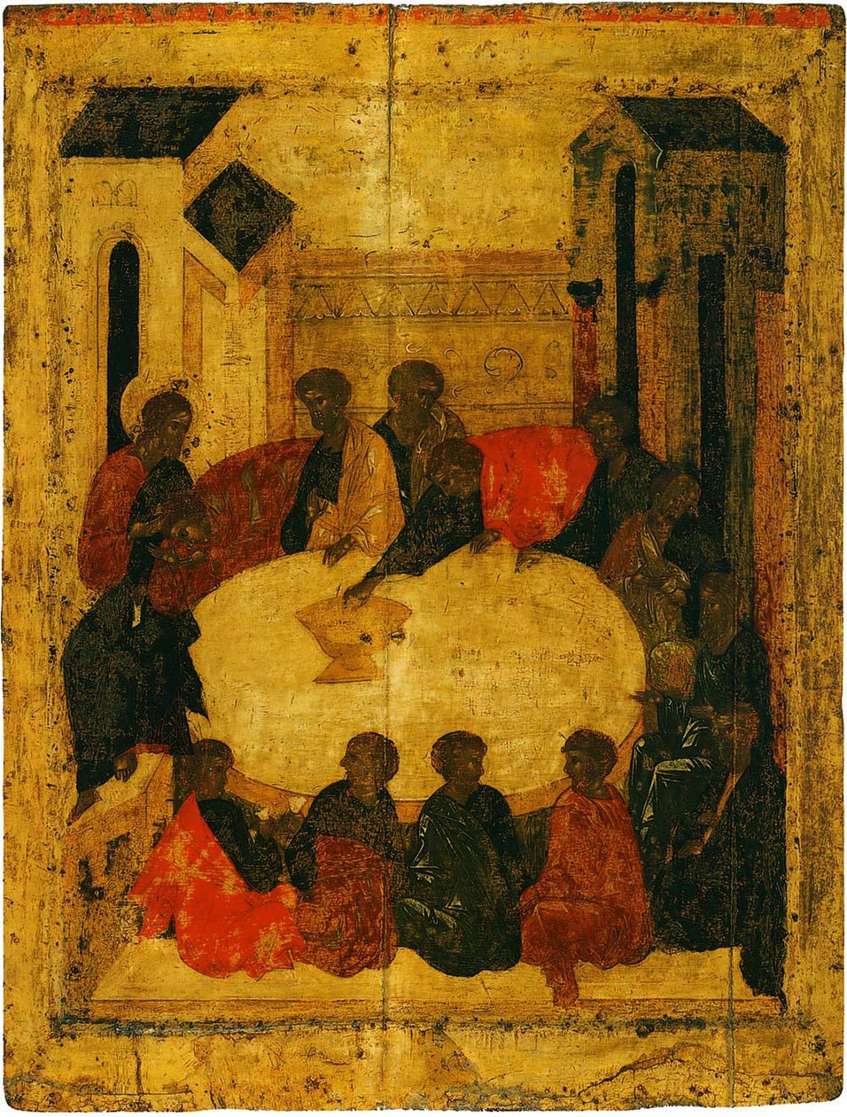 Den sidste nadver (tempera og bladguld på panel) af Russian School