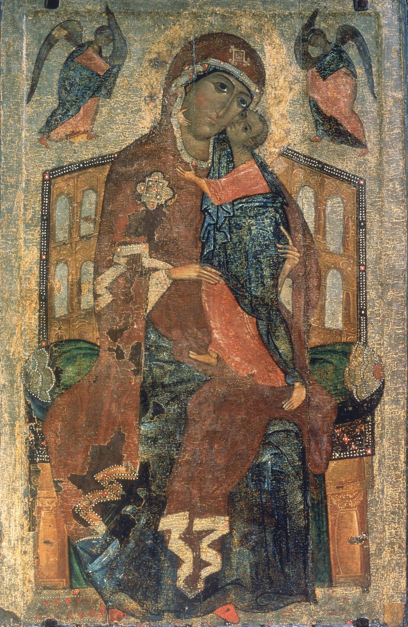 Jomfruen fra Tolg, Yaroslavl-skolen, 13. århundrede (tempera på panel) af Russian School