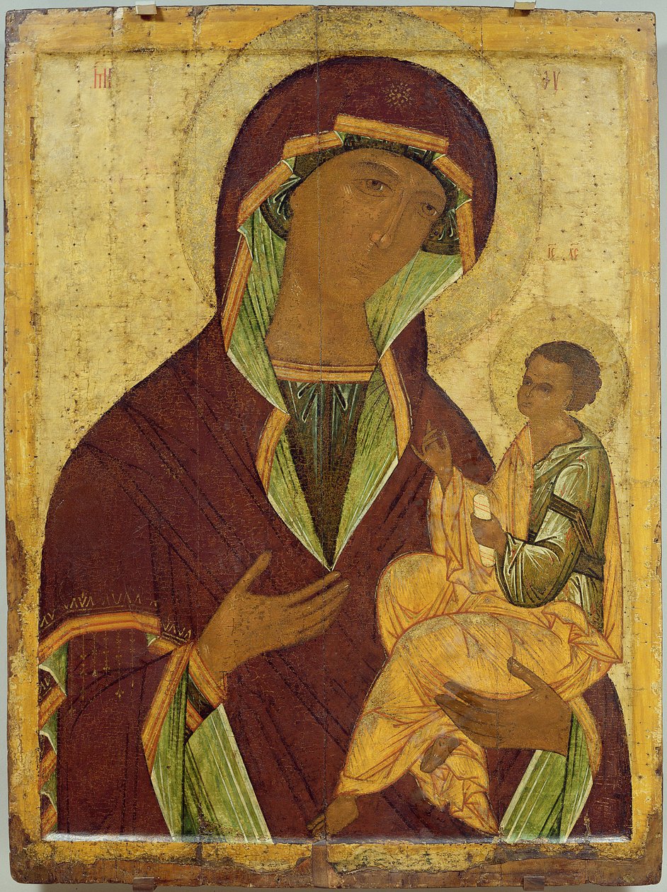 Jomfru og barn, ca. 1500 (tempera på panel) af Russian School