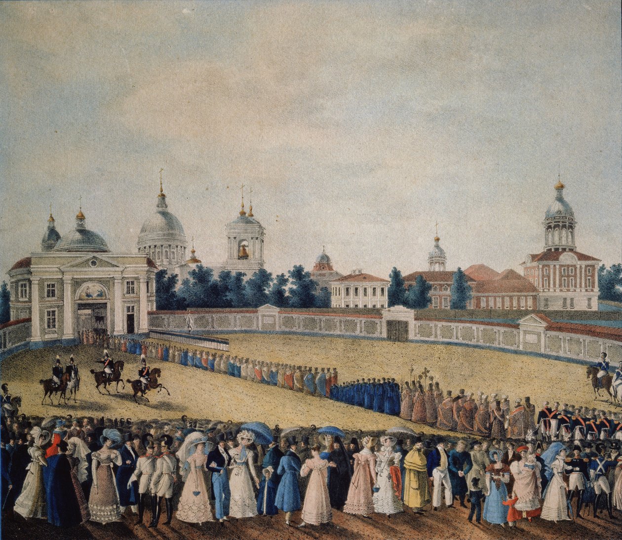 Besøg af zar Alexander I i Alexander Nevsky-klosteret, 1821 af Russian Master
