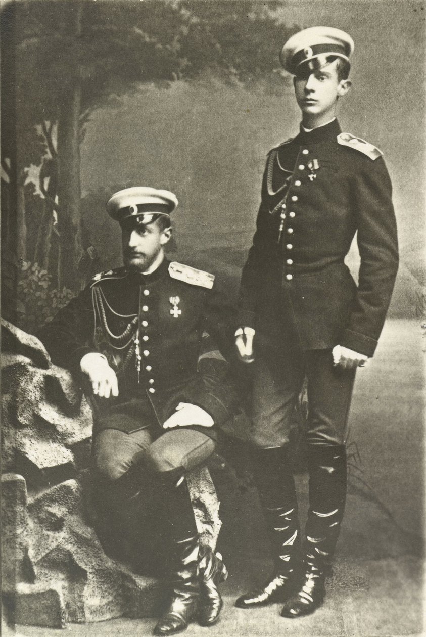 Les grands ducs Constantin Constantinovitch (1858-1915) og Dimitri Constantinovitch (1860-1919) - storhertug Constantin Constantinovich og storhertug Dimitri Constantinovich af Rusland, Anonym . Silver Gelatine Photography, ca. 1890. Russisk Statsfilm en af Russian Photographer