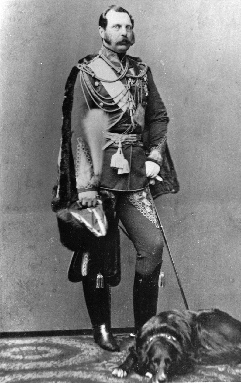 Portræt af kejser Alexander II af Rusland (Alexandre II, Alexandre Nikolaievitch Romanov, Alexander II Nikolaevich) (1818-1881). af Russian Photographer