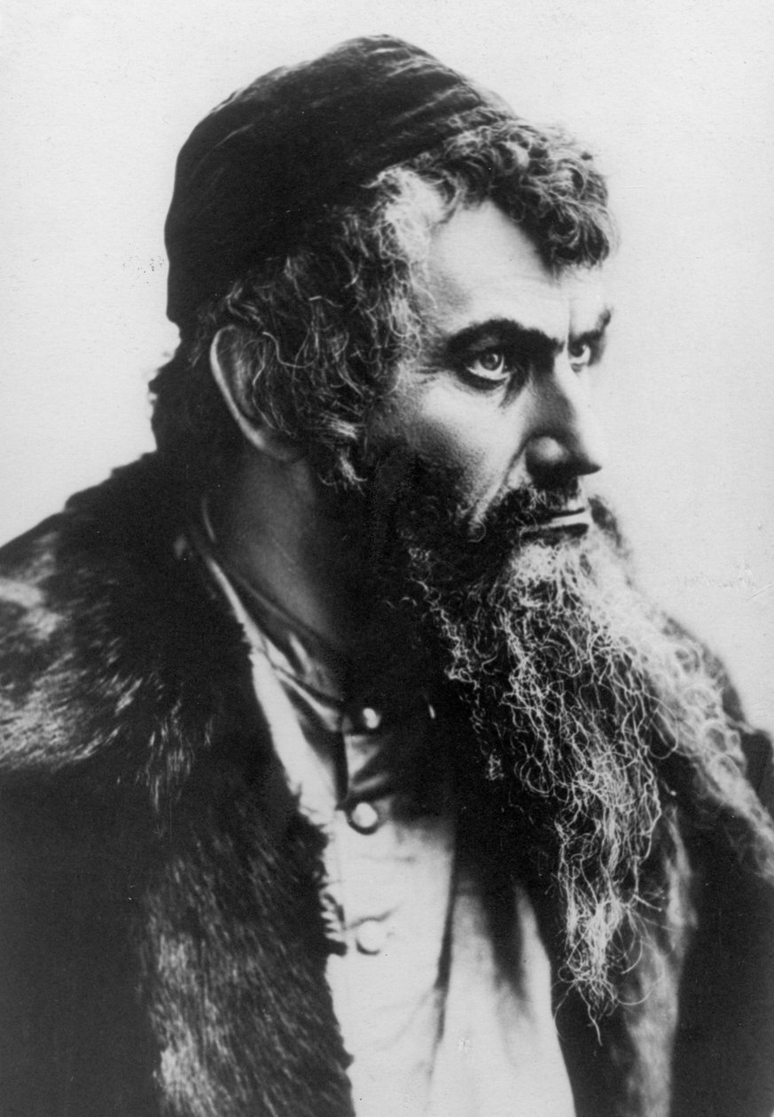 Raphael Adelheim i rollen som Shylock i den russiske produktion fra 1898 af "The Merchant of Venice" af Russian Photographer
