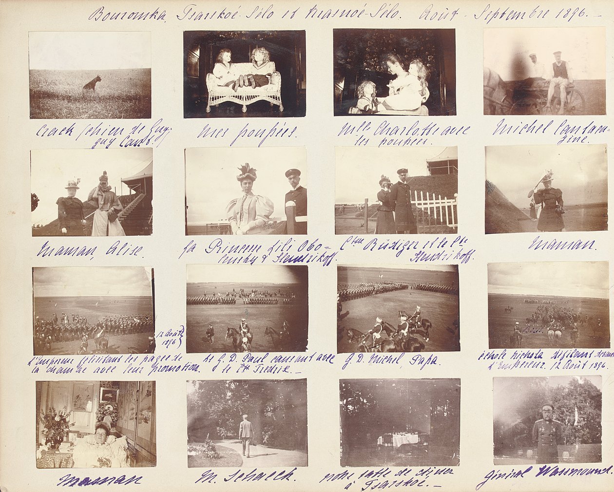Den russiske kejserfamilie, side fra et fotoalbum, ca. 1897-99 (s/h foto) (se også 487673-80) af Russian Photographer