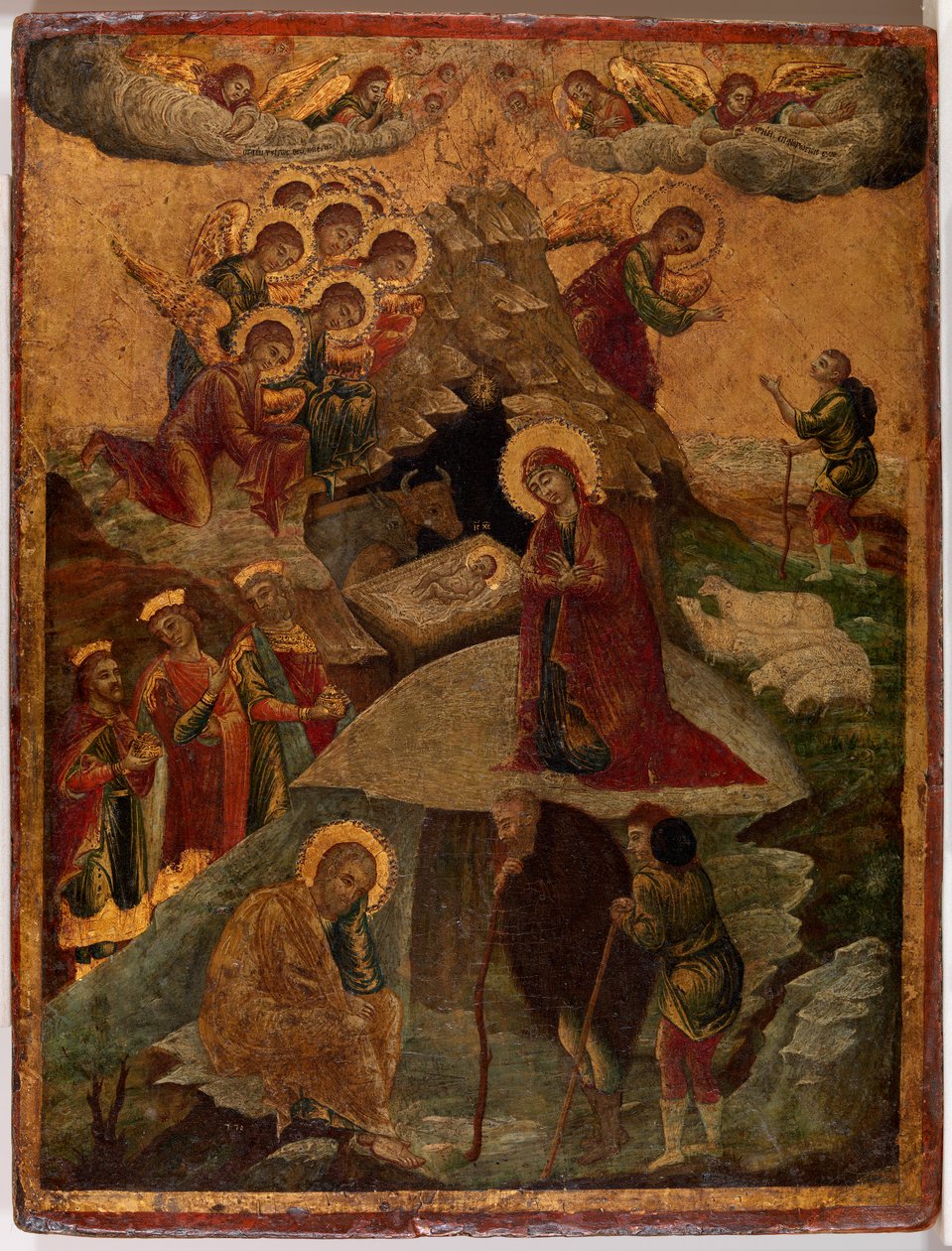 Adoration of the Magi, 1500 (tempera og bladguld på panel) af Russian School