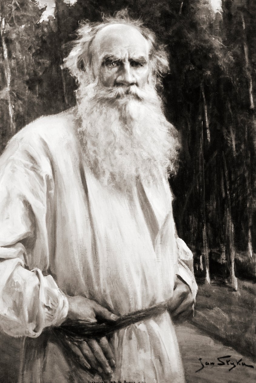 Grev Leo Tolstoj, efter et maleri af Jan Styka (litho) af Russian School