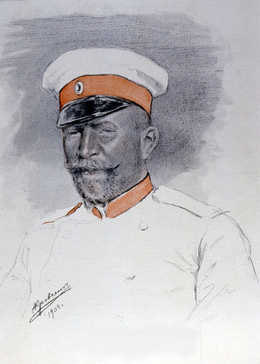 General Anatoli Stoessel Kommandør af Port Arthur Square, Pastel af Kraftshenko af Russian School