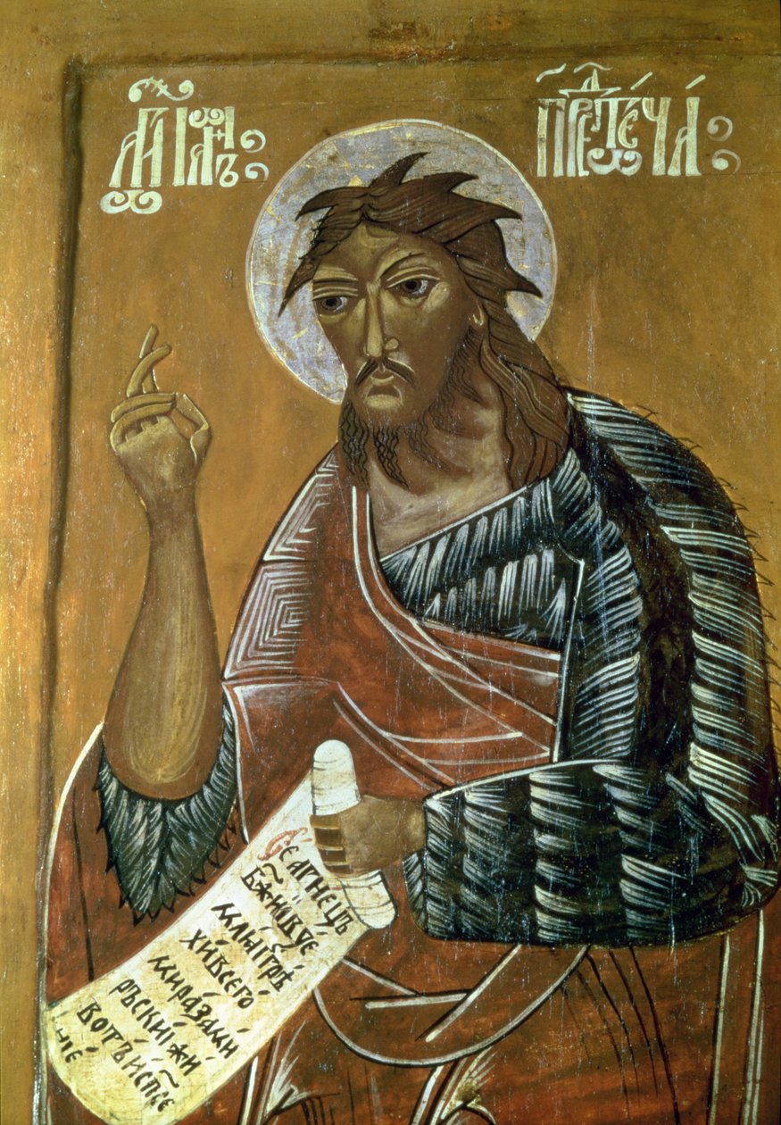John the Precursor, 1600-tallet (tempera på panel) af Russian School
