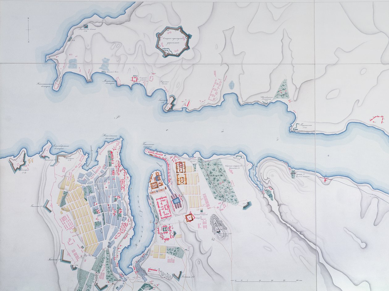 Kort over Sevastopol, 1854 af Russian School