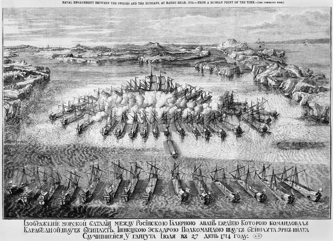 Søslag mellem svenskerne og russerne ved Hango Head, 1714 af Russian School