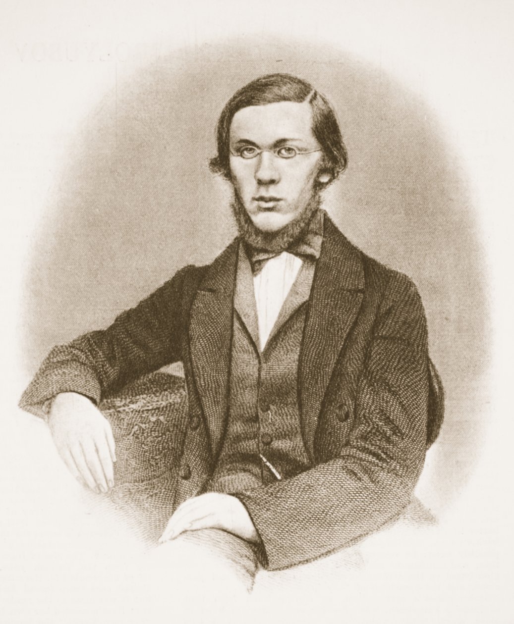 Nikolai Dobrolyubov (sepia-billede) af Russian School