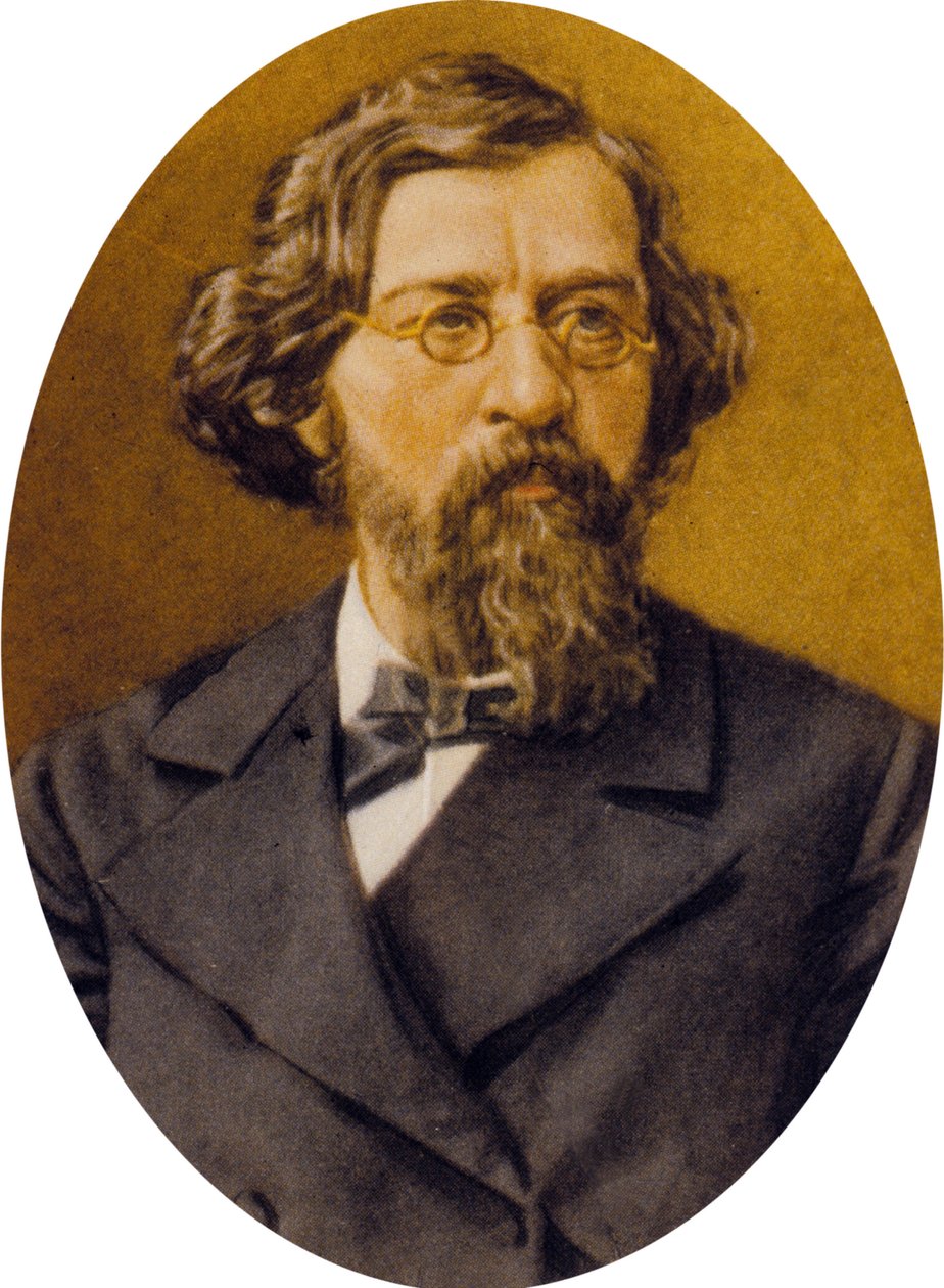 Nikolay Gavrilovich Chernychevsky (farve litho) af Russian School