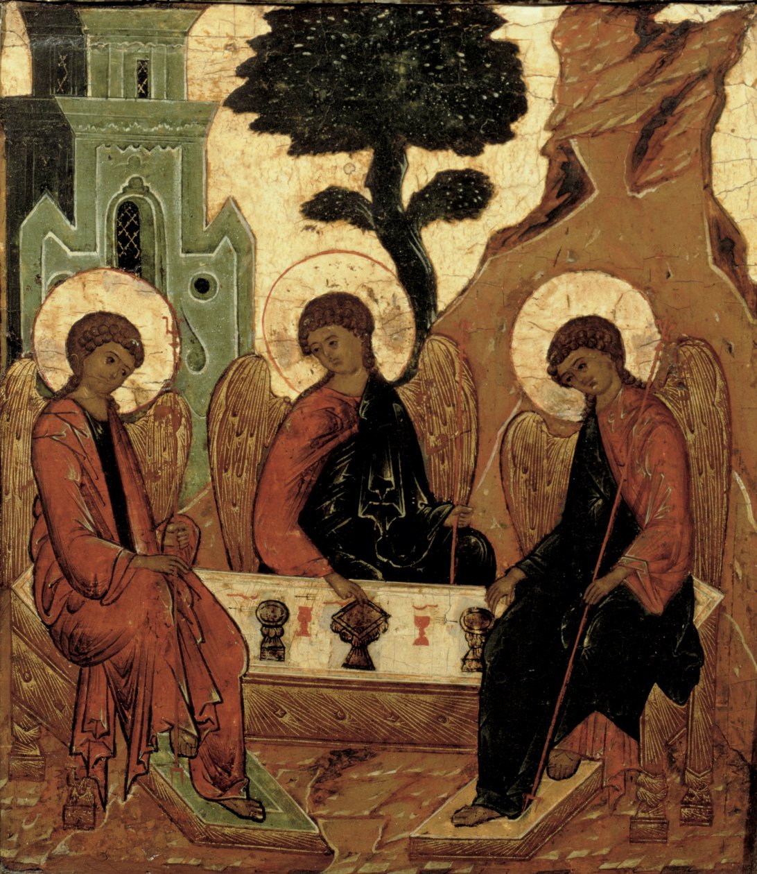 Det Gamle Testamentes Treenighed, ikon fra det 16. århundrede af Russian School