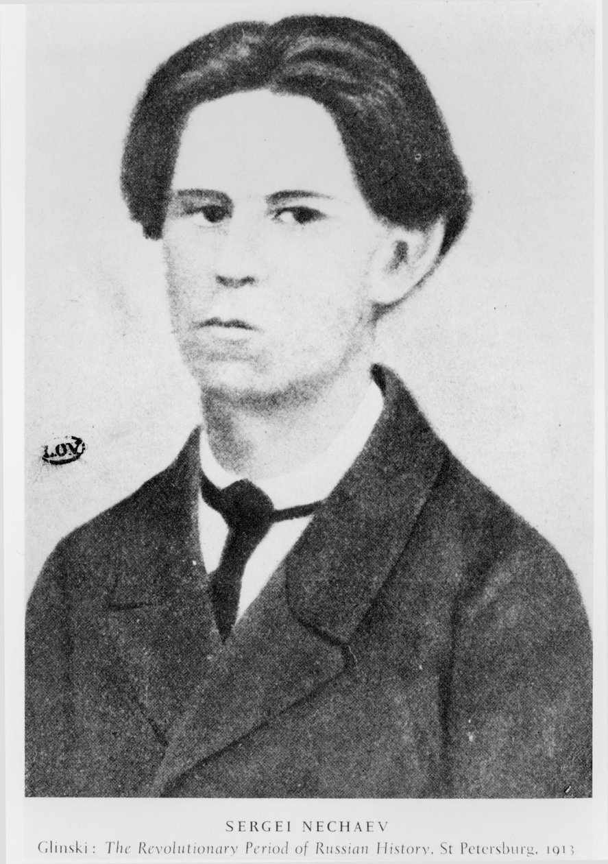 Portræt af Sergei Nechaev (1847-82) illustration fra The Revolutionary Period of Russian History af Glinski, St. Petersburg, 1913 af Russian School