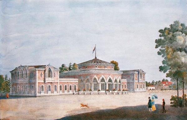 Jernbanestation og fransk restaurant i Catherine Park, 1824 af Russian School