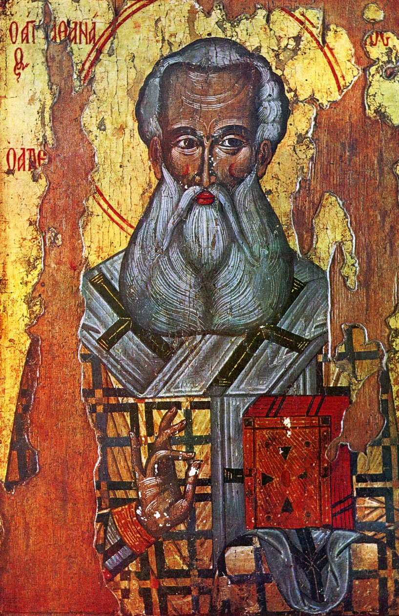 Sankt Athanasius af Alexandria (olie og guld på træ) af Russian School