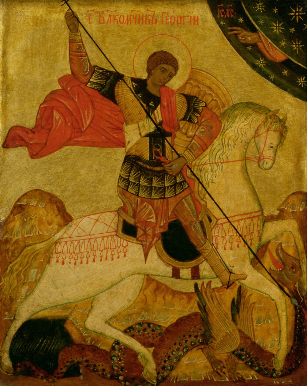 St. George dræber dragen (tempera på panel) af Russian School