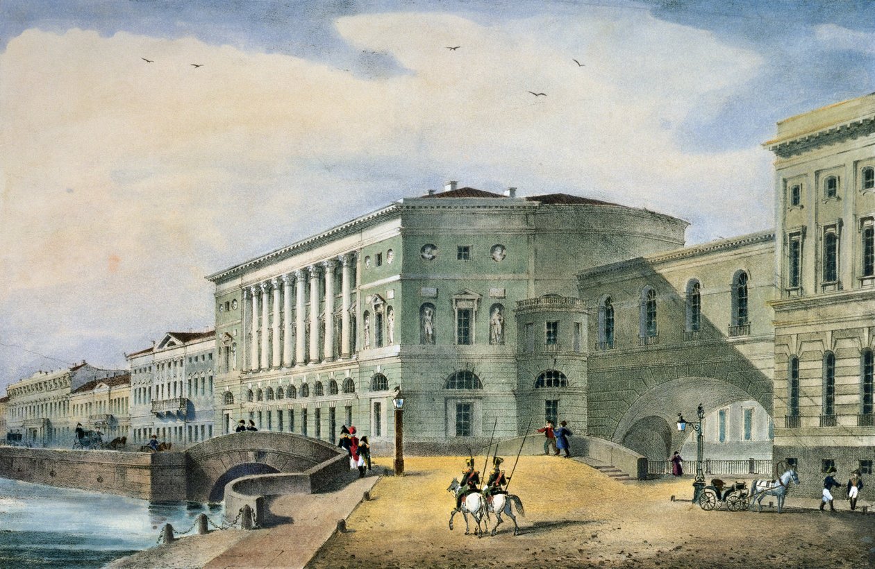 Hermitage Theatre set fra Vassily Island, 1822 af Russian School