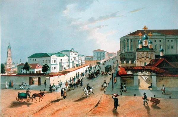 Det kejserlige postkontor i Moskva, indgraveret af A. Muller, 1840