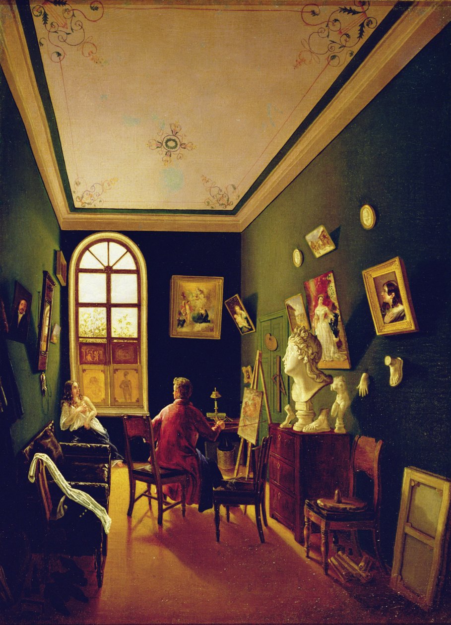 Malerens Atelier, 1843 af Russian School