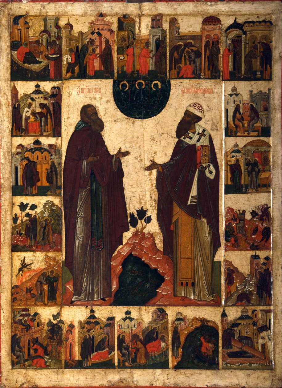 Saint Cyril of White Lake og Saint Cyril of Alexandria, anden halvdel af det 18. århundrede. af Russian icon.