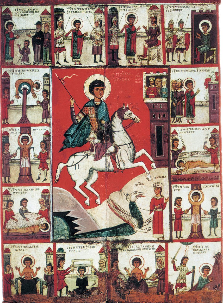 Sankt Georg med scener fra hans liv, 1300-tallet. af Russian icon.