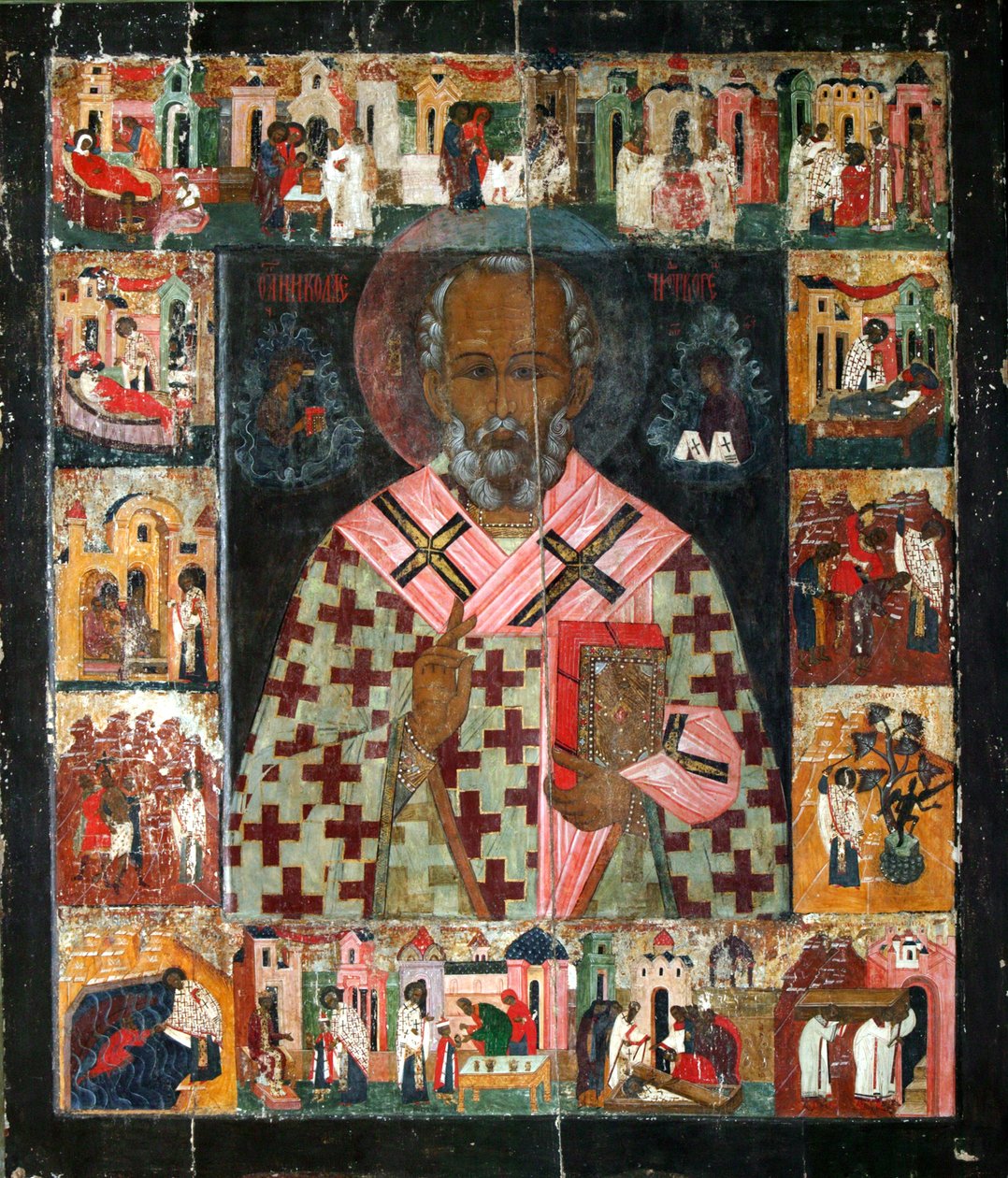 Sankt Nikolaus med scener fra hans liv, 1500-tallet. af Russian icon.
