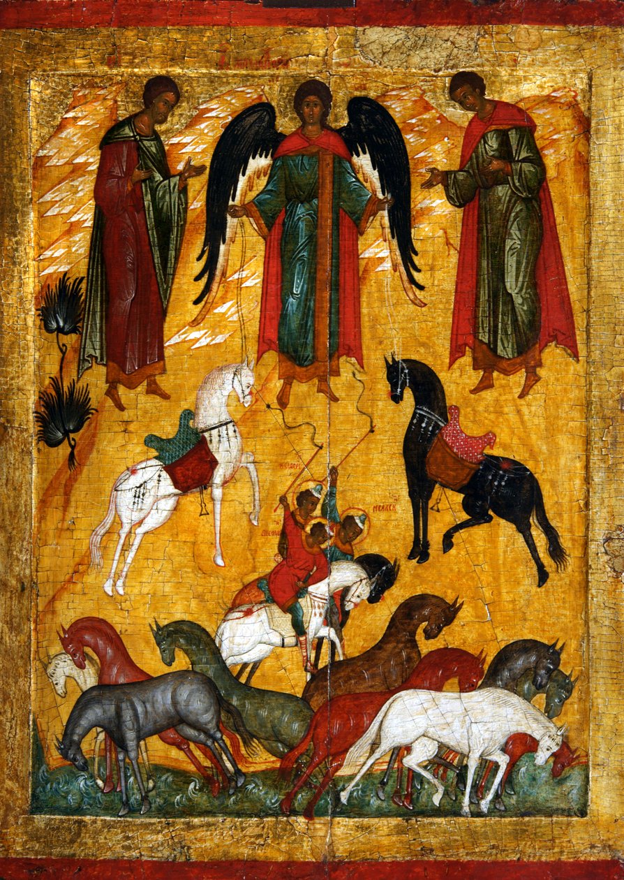 Miraklet af Florus og Laurus, begyndelsen af det 16. århundrede. af Russian icon.