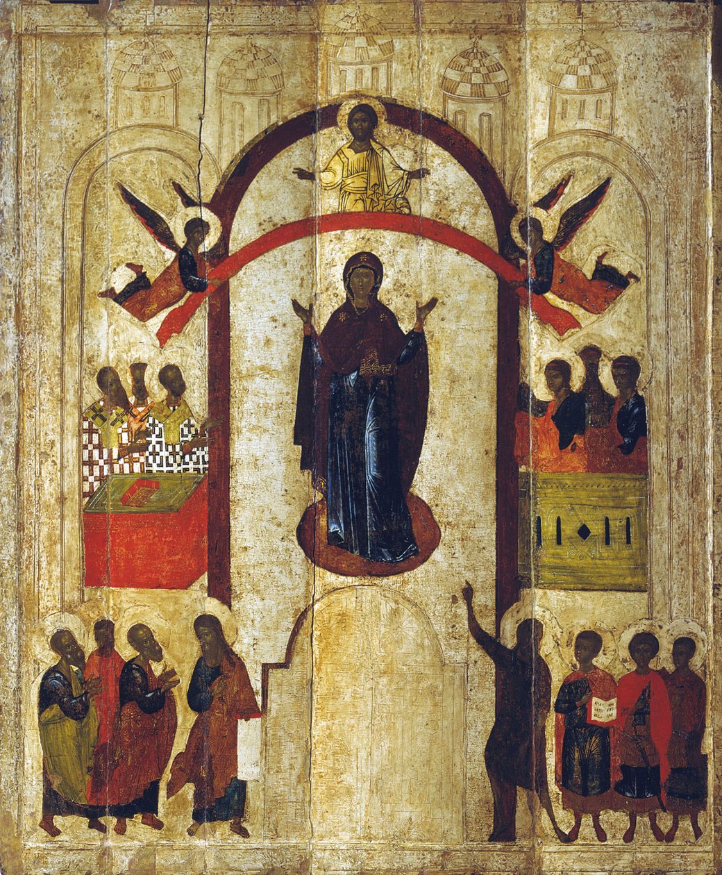 Beskyttelsen af Guds Moder Pokrov, c1399. af Russian icon.