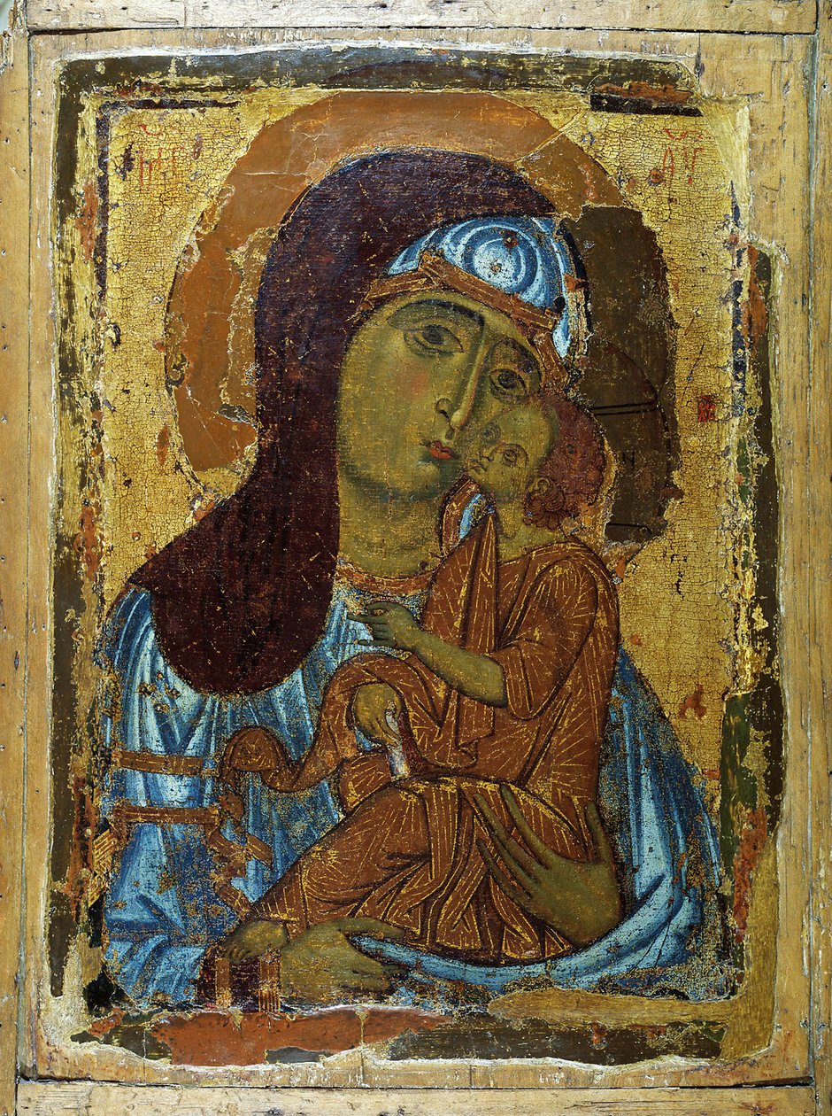 The Virgin Eleusa, begyndelsen af det 13. århundrede. af Russian icon.
