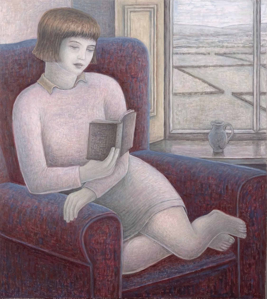 Pige læser i lænestol, 2009 af Ruth Addinall