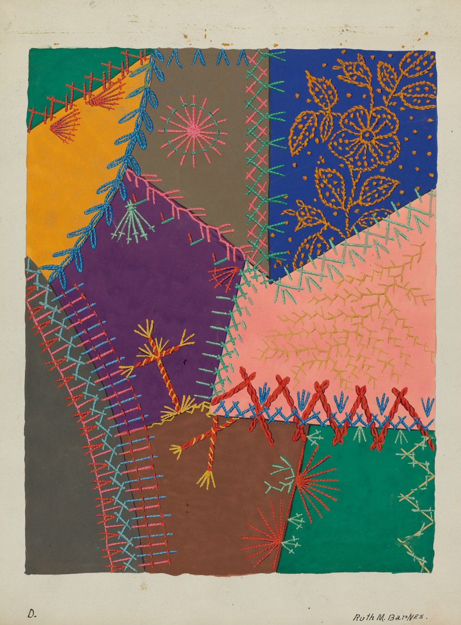 Crazy Quilt Detail, ca. 1940. af Ruth M Barnes
