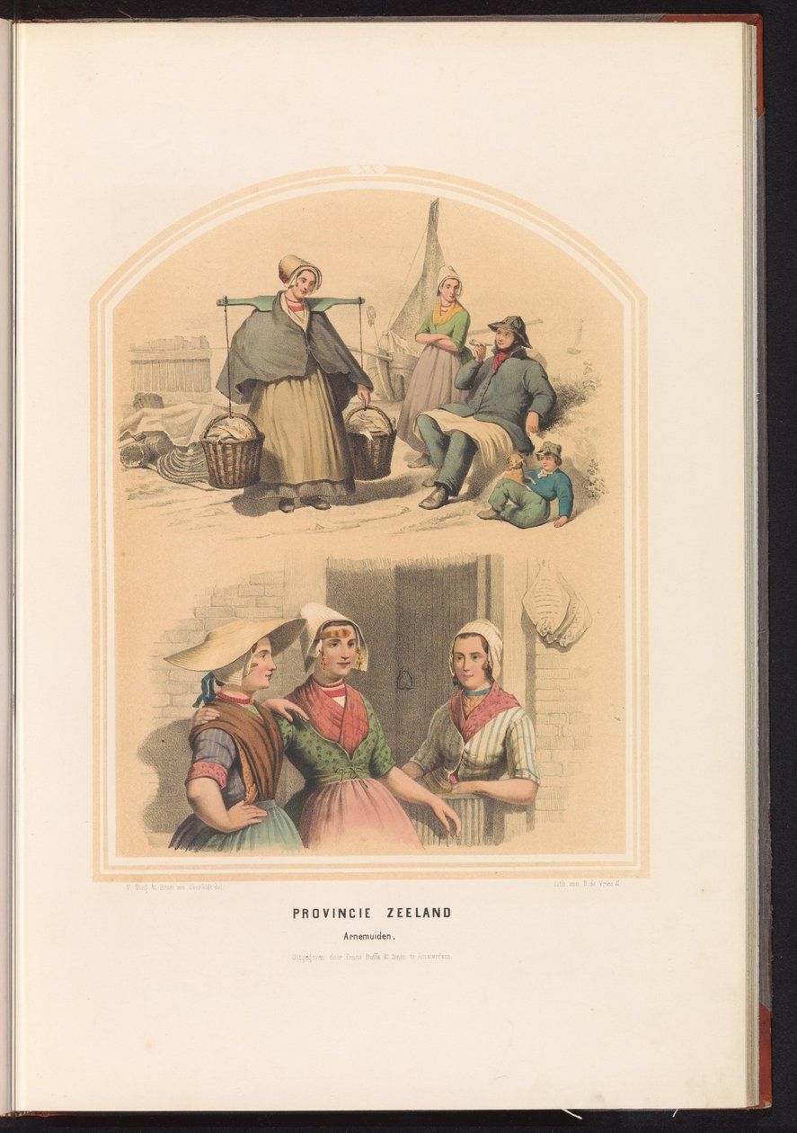 Traditionel kostume af Arnemuiden i Zeeland, 1857 Zeeland provinsen. Arnemuiden / XX (titel på objekt) af Ruurt de Vries