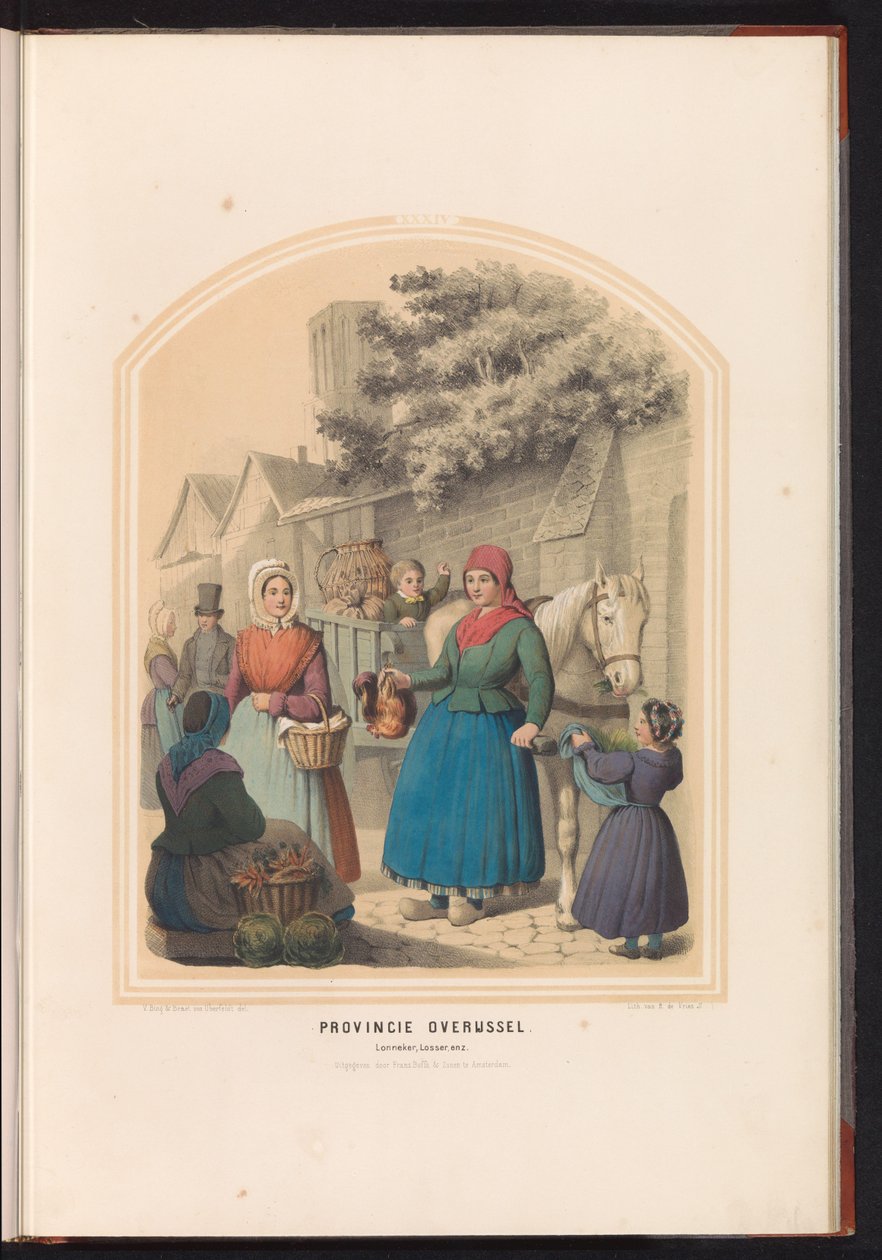Traditionel dragt af Lonneker og Losser i Overijssel, 1857 Provinsen Overijssel. Lonneker, Losser, etc. / XXXIV (titel på objekt) af Ruurt de Vries