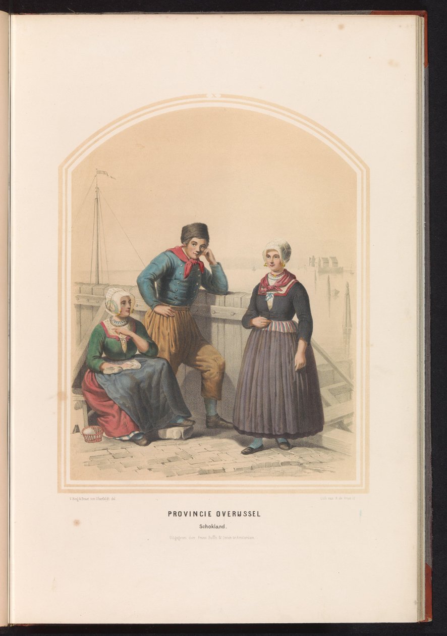 Traditionel kostume af Schokland i provinsen Overijssel, 1857 Provinsen Overijssel Schokland / X (titel på objektet) af Ruurt de Vries