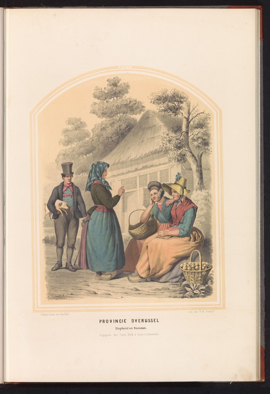 Traditionelt dragt af Staphorst og Rouveen i Overijssel, 1857 Provinsen Overijssel. Staphorst og Rooveen / XXV (titel på objekt) af Ruurt de Vries
