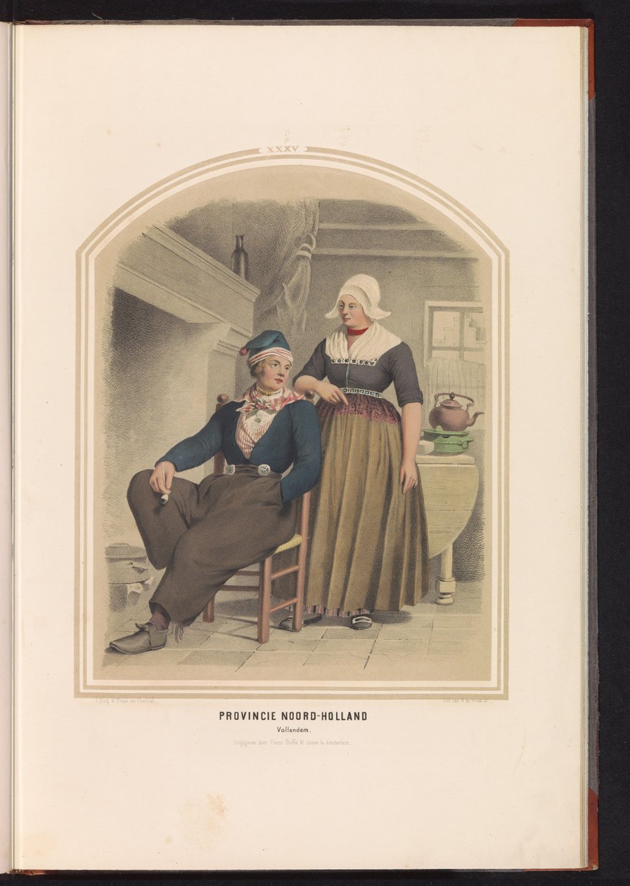 Traditionelt dragt af Volendam i Nordholland, 1857 Provinsen Nordholland. Vollendam / XXXV (titel på objekt) af Ruurt de Vries